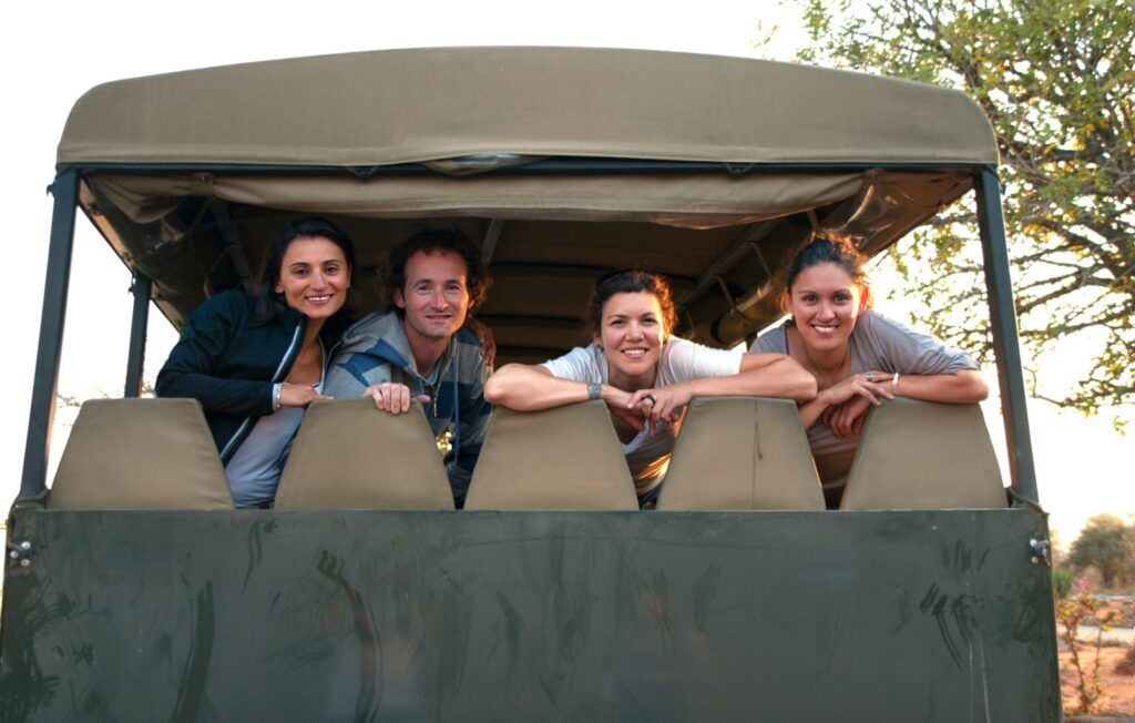 Friends in jeep