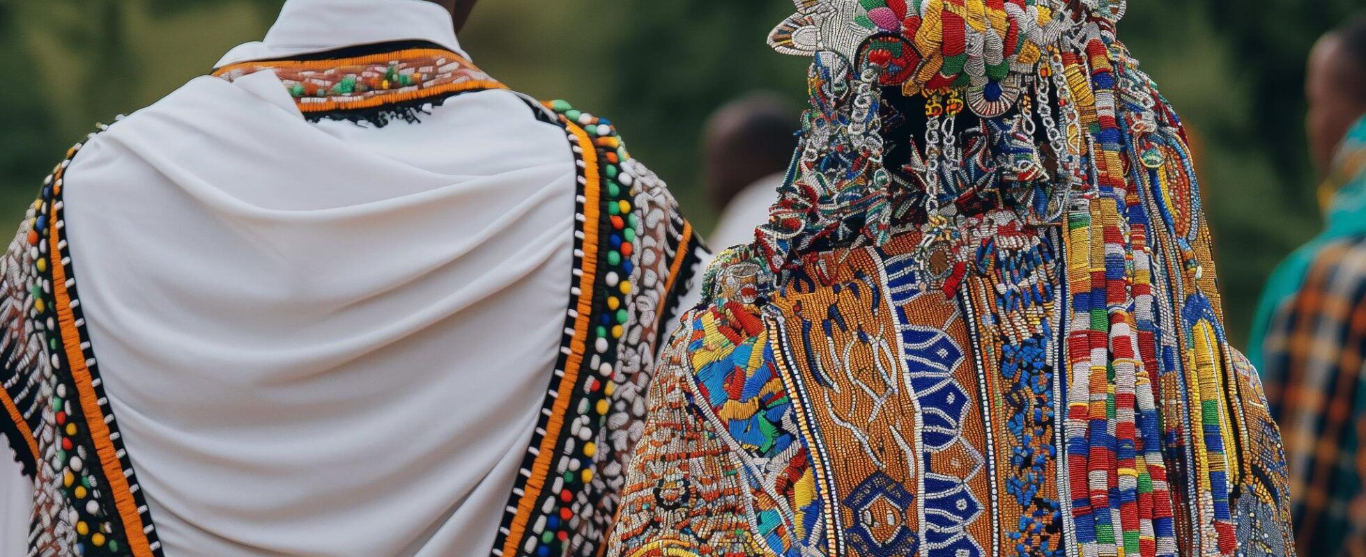 Groom and bride in traditional Tanzanian clothes